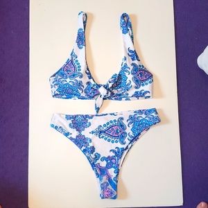 Zaful High Waisted Cheeky Pattern Bikini Size S/4